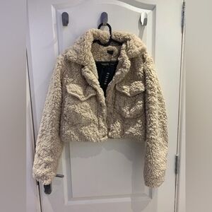 Cream Sherpa Cropped Jacket